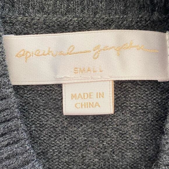 SPIRITUAL GANGSTER Mock Neck Chevron Sweater in Gray, Size Small - Picture 4 of 11